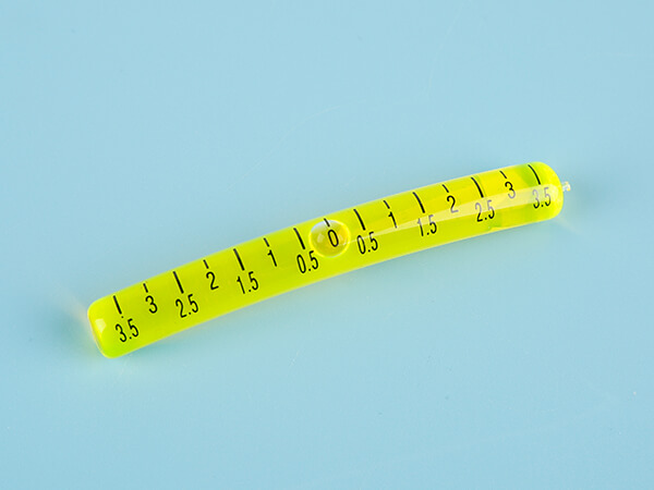Fluorescent arc glass tubular bubble level with precision scales