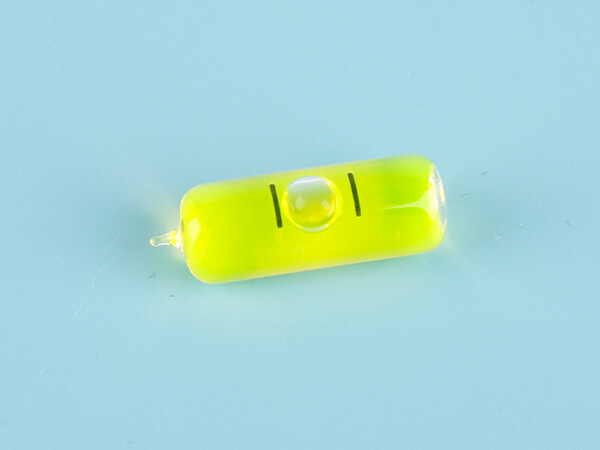 Fluorescent glass tubular bubble level with a single tip and double black sight lines