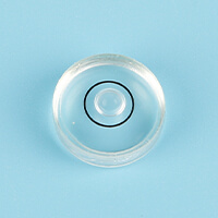 A glass tubular bubble level with a single tip and a black sight line