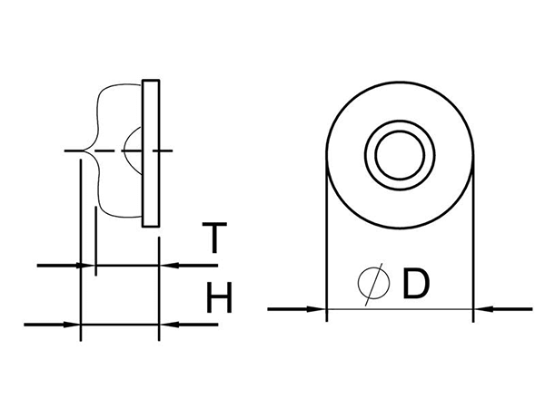 Structural view of the side and front of a glass circular bubble level vial