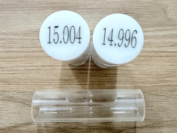 Go/No-Go gauges for precision glass tubing inspection.